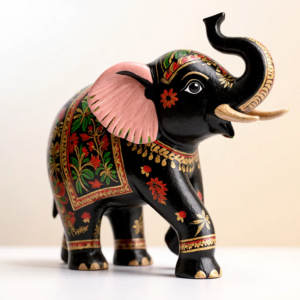 Golden Wooden Brass Elephant Statue