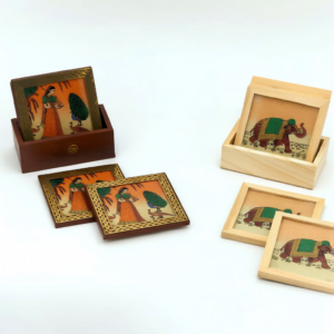 Indian Female and Elephent Printed Gamestone Coaster