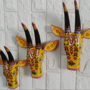 Multicolor Handpainted Wooden Cow Heads