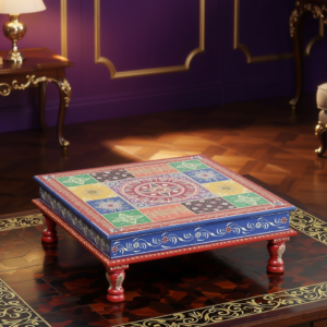 Solid Sheesham Handpainted Wooden Puja Chowki Bajot 12*12 and15*15 and18*18