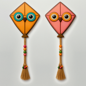 Kites Wall Decor Set of Two Wood and Jute